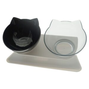 Double Cat Bowl With Stand Pet Dog Raised Non-slip Cat Food Bowl