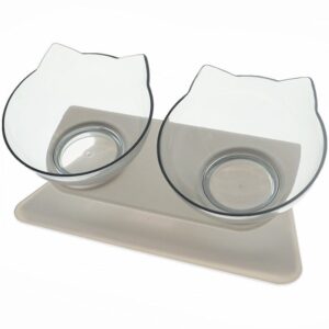 Double Cat Bowl With Stand Pet Dog Raised Non-slip Cat Food Bowl