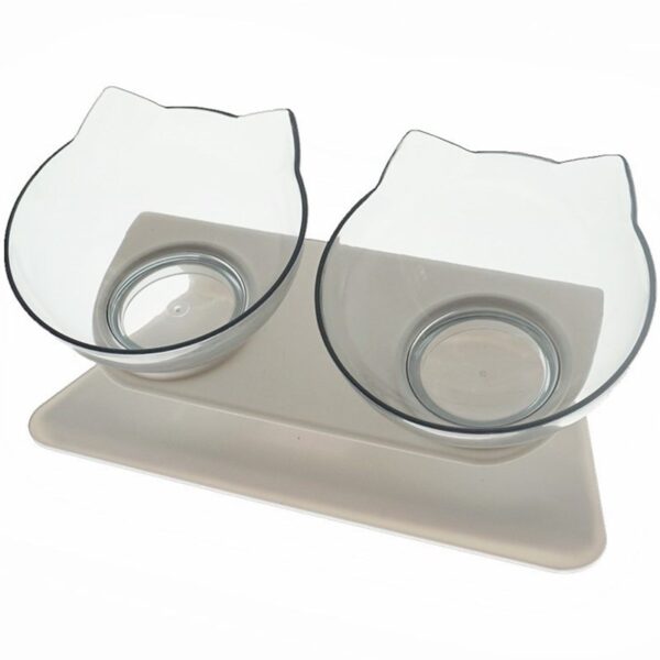 Double Cat Bowl With Stand Pet Dog Raised Non-slip Cat Food Bowl