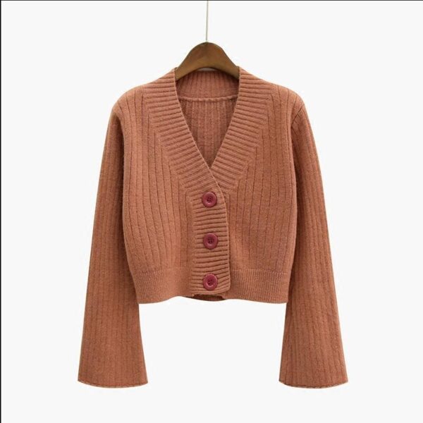 2020 Cardigan Autumn Long Flare Sleeve Short Sweater for Women