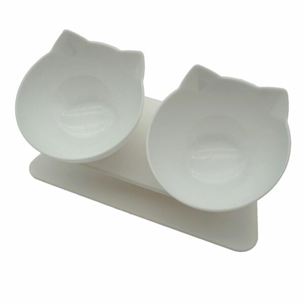 Double Cat Bowl With Stand Pet Dog Raised Non-slip Cat Food Bowl