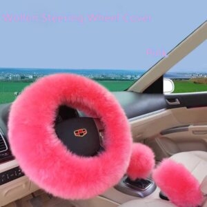 3pcs Winter Steering Wheel Covers Wool Heated Steering Wheel Cover Plush Covers