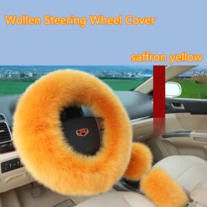 3pcs Winter Steering Wheel Covers Wool Heated Steering Wheel Cover Plush Covers