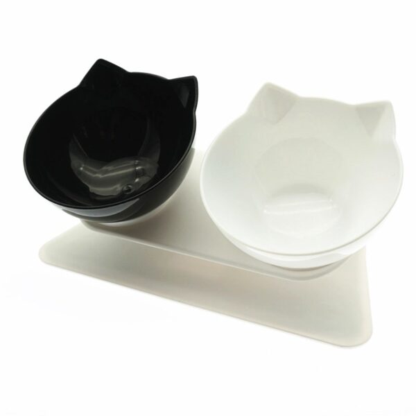 Double Cat Bowl With Stand Pet Dog Raised Non-slip Cat Food Bowl
