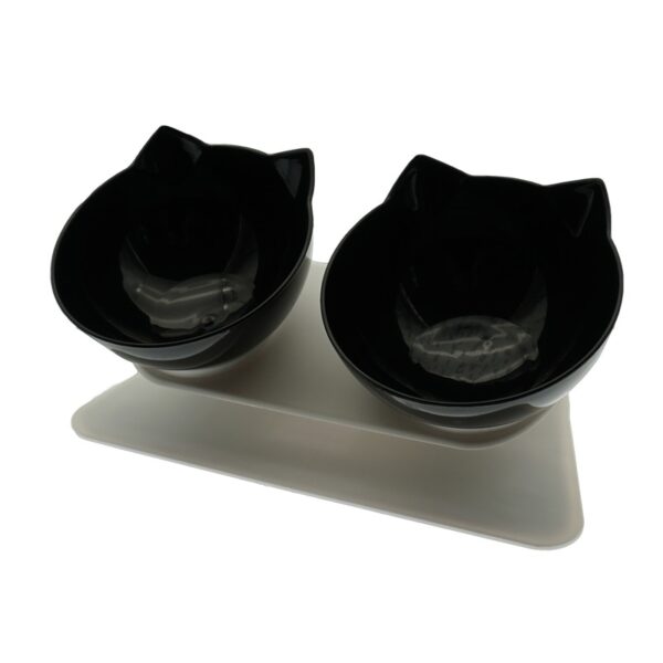 Double Cat Bowl With Stand Pet Dog Raised Non-slip Cat Food Bowl
