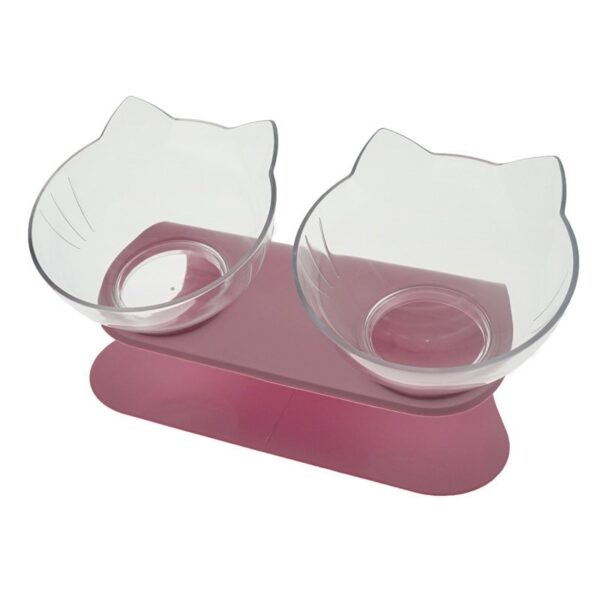 Double Cat Bowl With Stand Pet Dog Raised Non-slip Cat Food Bowl