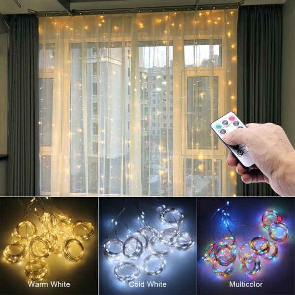 USB String Lights 3M LED Curtain Garland on the Window